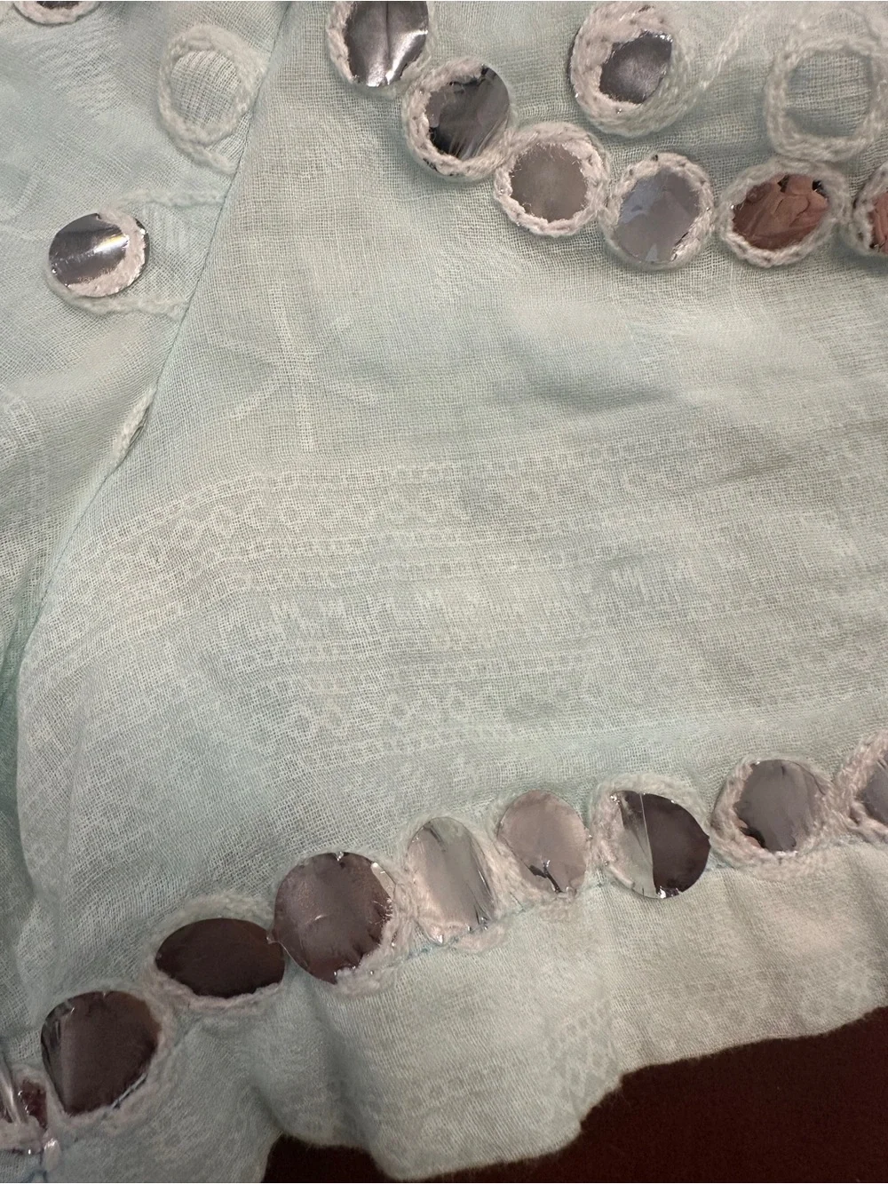 Juliet Dunn London‎ Aqua Mirror Embellished Shorts Boho Resort Luxe Beach Sz M